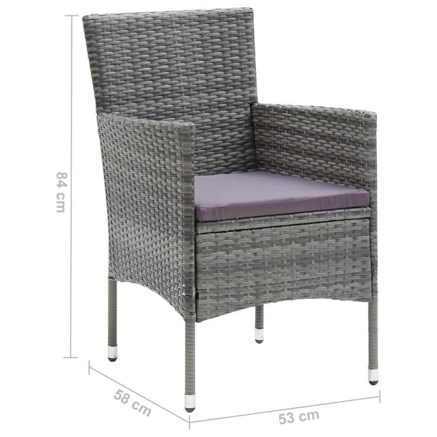 -Delige Tuinset Met Kussens Poly Rattan 9 185 cm tafellengte Grijs