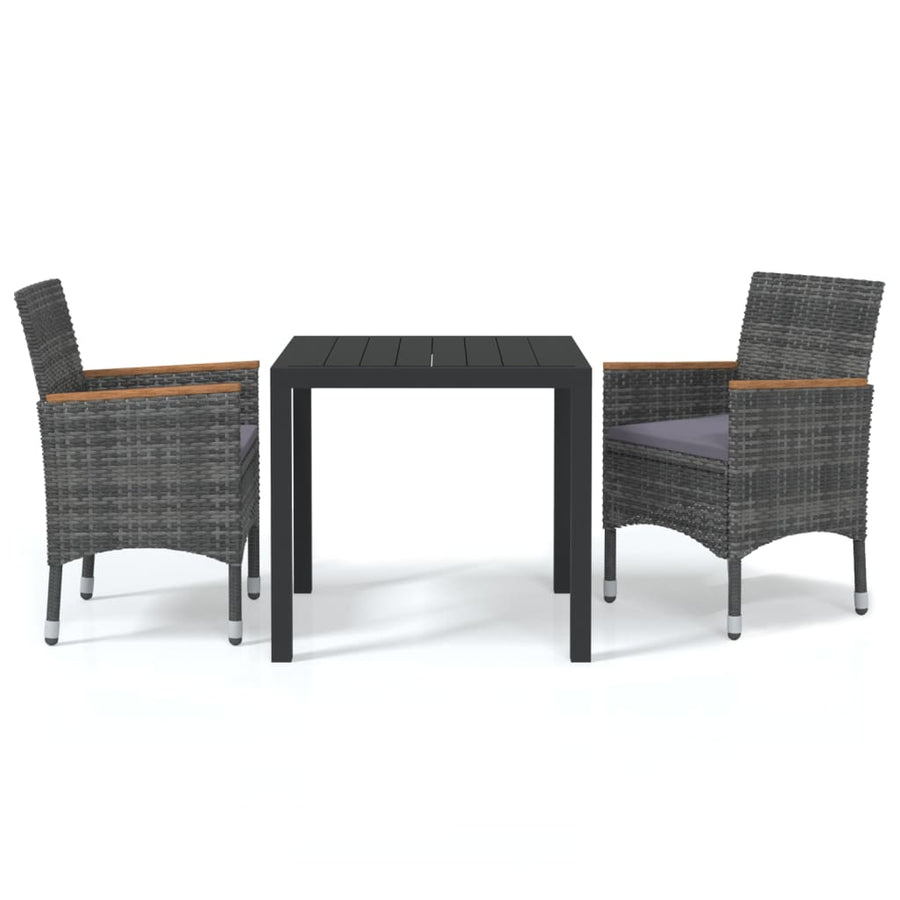 3-Delige Tuinset Met Kussens Poly Rattan Grijs 80 cm tafellengte Grijs en bruin