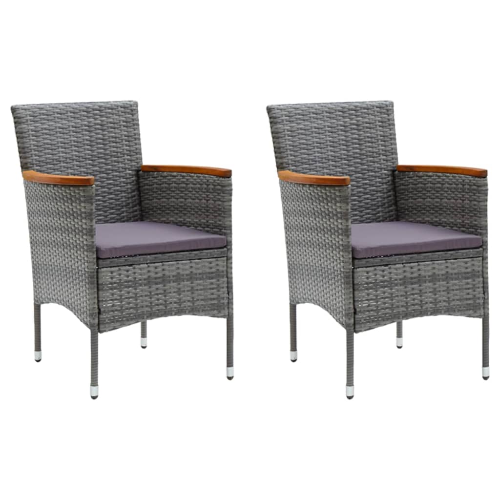 3-Delige Tuinset Met Kussens Poly Rattan Grijs 80 cm tafellengte Grijs en bruin