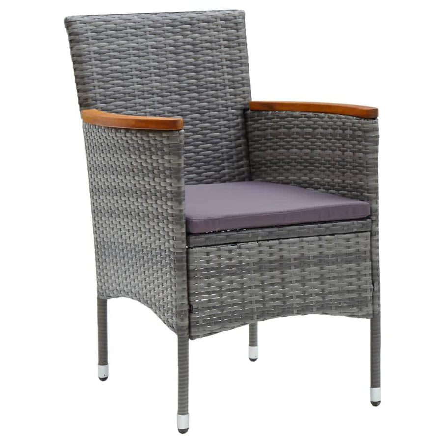 3-Delige Tuinset Met Kussens Poly Rattan Grijs 80 cm tafellengte Grijs en bruin
