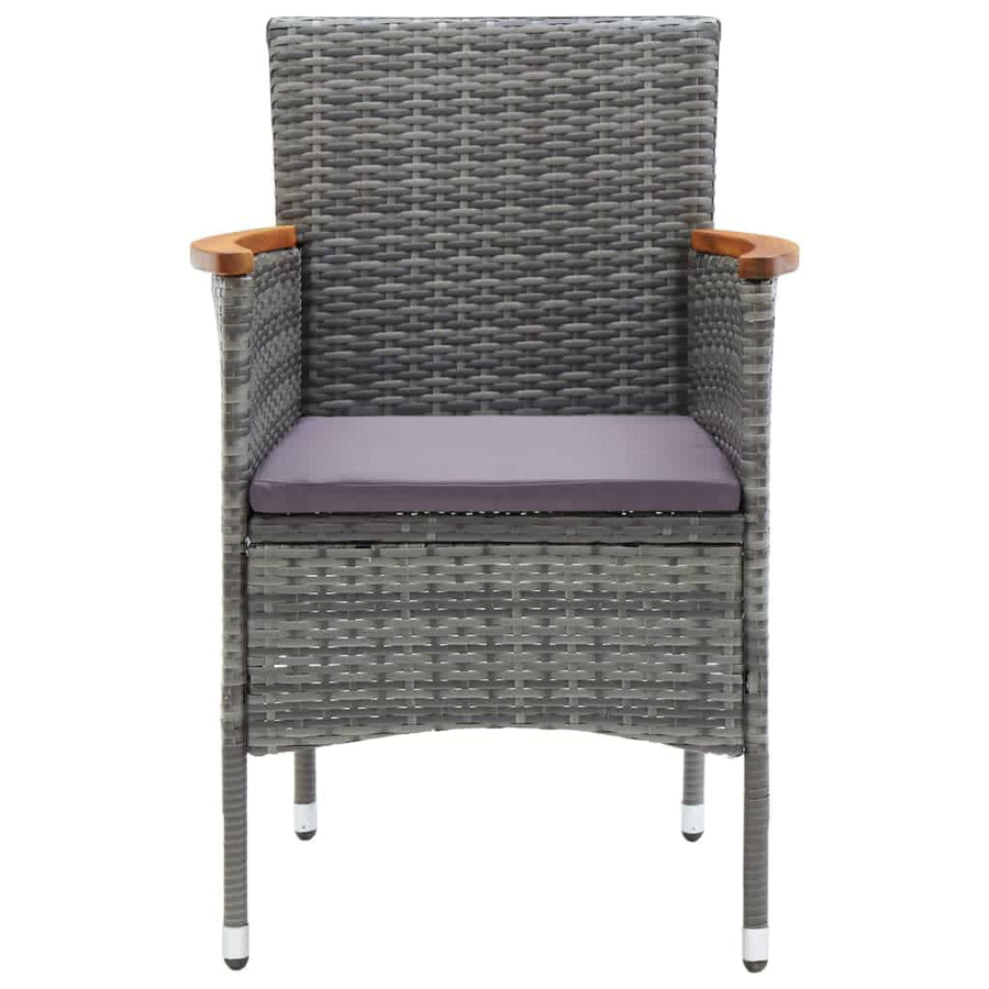 3-Delige Tuinset Met Kussens Poly Rattan Grijs 80 cm tafellengte Grijs en bruin