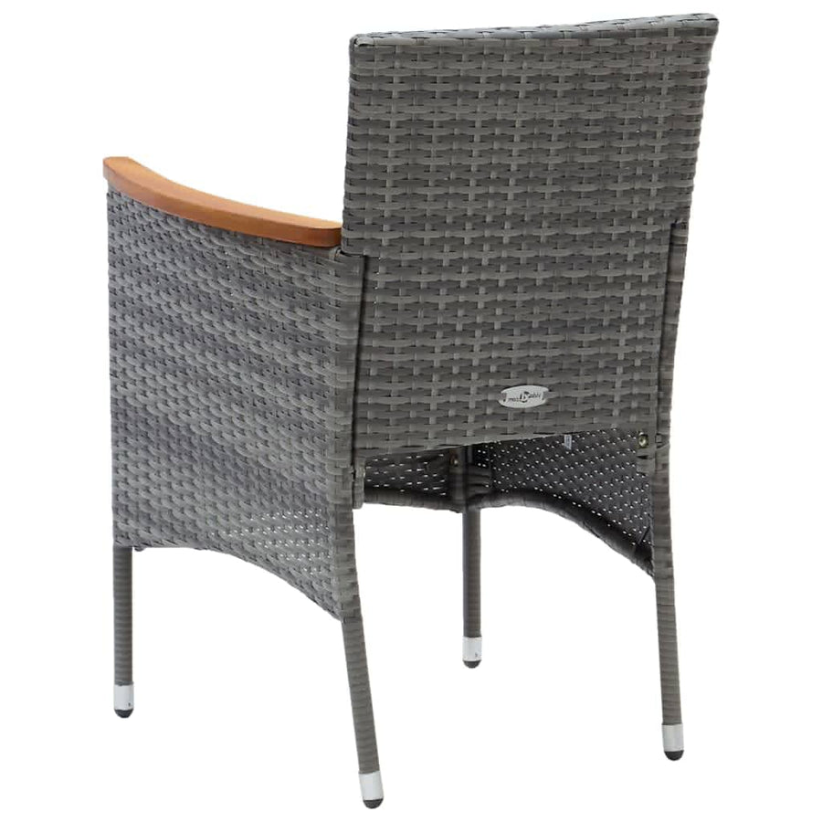 3-Delige Tuinset Met Kussens Poly Rattan Grijs 80 cm tafellengte Grijs en bruin