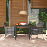 Tuinset 3-delig poly rattan grijs met kussens