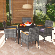 Tuinset 5-delig poly rattan grijs met kussens