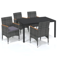 5-Delige Tuinset Met Kussens Poly Rattan Grijs 150 cm tafellengte Grijs en bruin