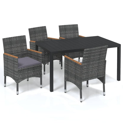 5-Delige Tuinset Met Kussens Poly Rattan Grijs 150 cm tafellengte Grijs en bruin