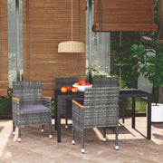 Tuinset 5-delig poly rattan grijs acaciahout
