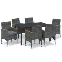 7-Delige Tuinset Met Kussens Poly Rattan Grijs 150 cm tafellengte Grijs en bruin