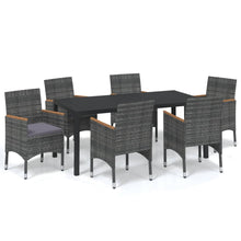 7-Delige Tuinset Met Kussens Poly Rattan Grijs 185 cm tafellengte Grijs en bruin