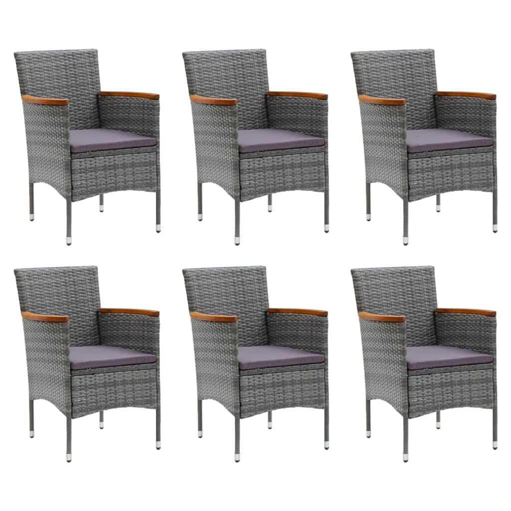 7-Delige Tuinset Met Kussens Poly Rattan Grijs 185 cm tafellengte Grijs en bruin