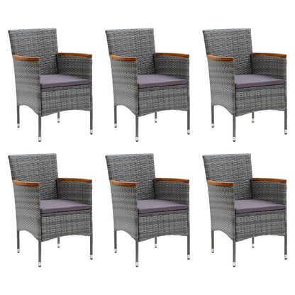 7-Delige Tuinset Met Kussens Poly Rattan Grijs 185 cm tafellengte Grijs en bruin