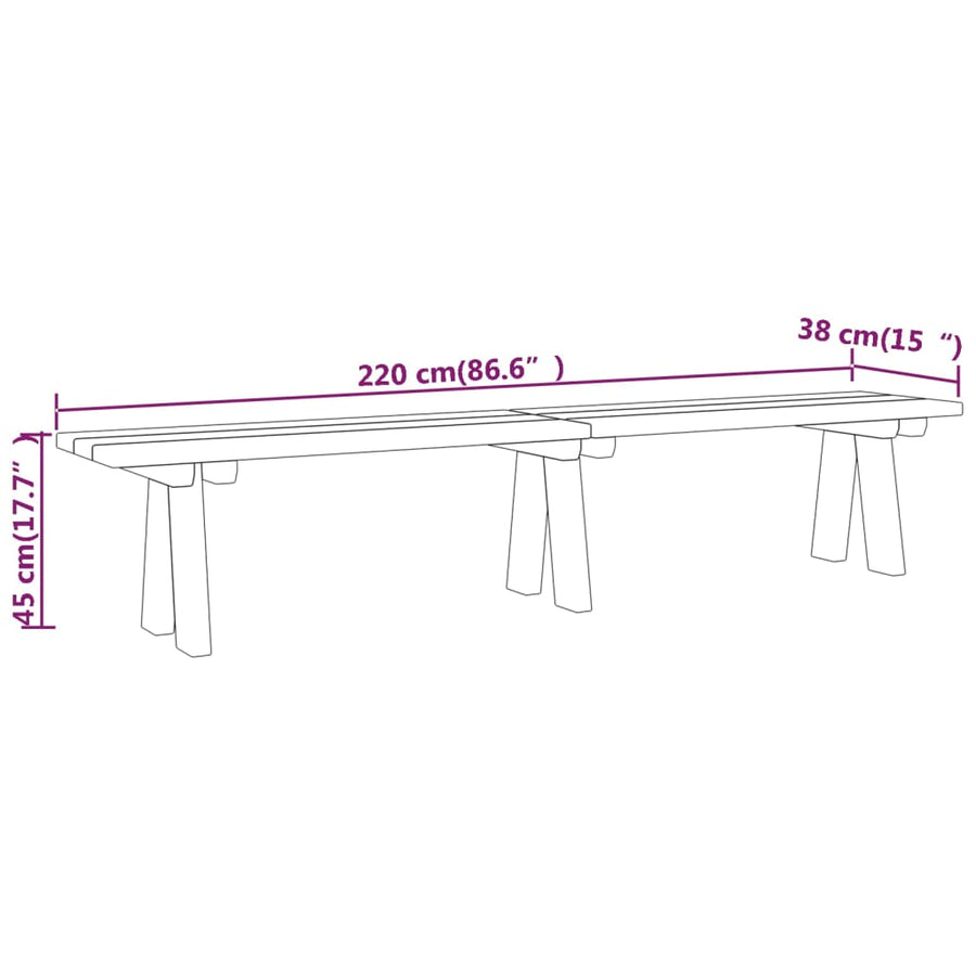 Tuinbank 220 Cm Geïmpregneerd Massief Grenenhout 220 x 38 x 45 cm