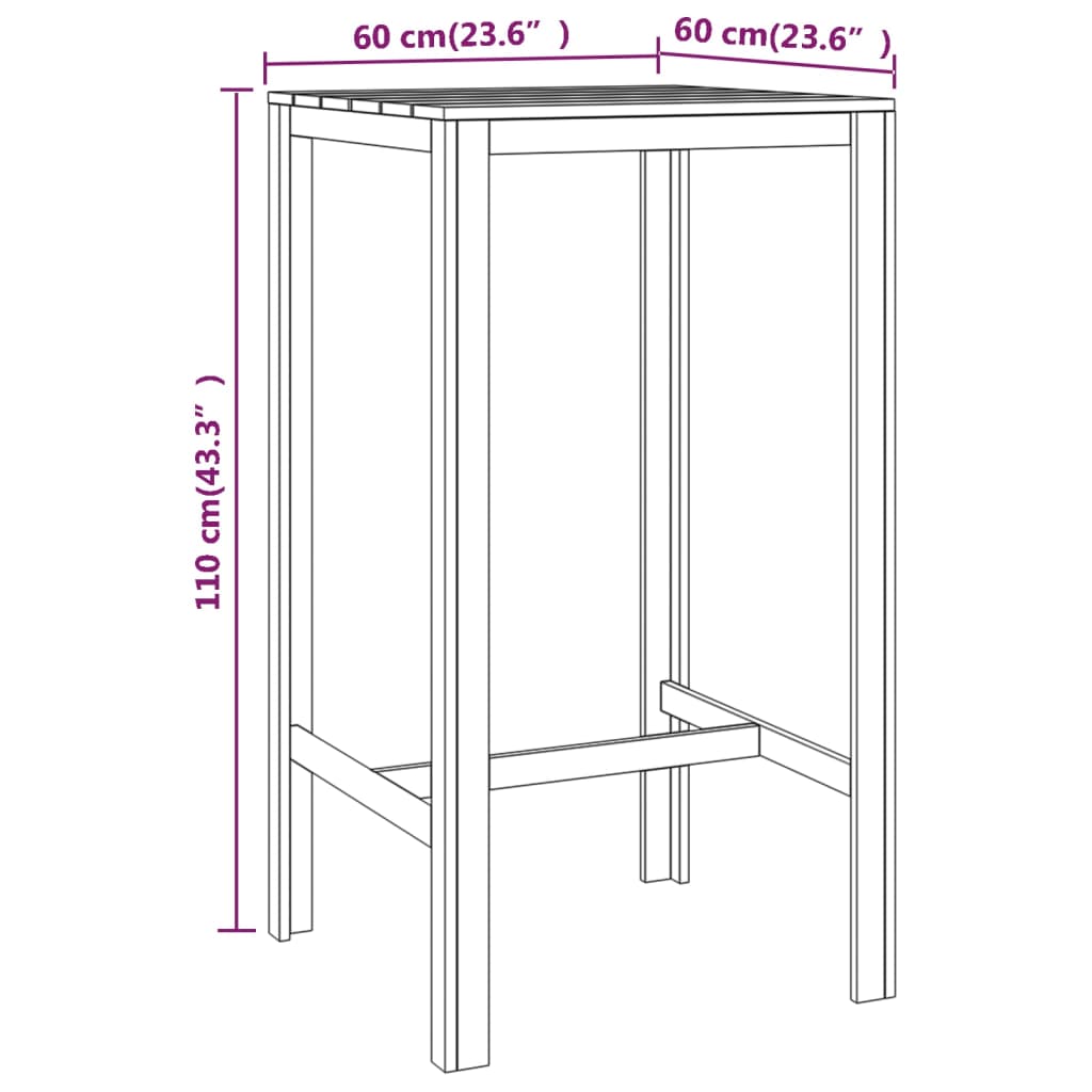 Bartafel Geïmpregneerd Grenenhout 60 x 60 x 110 cm