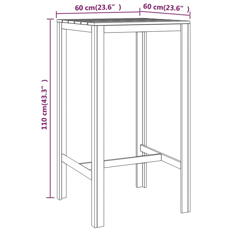 Bartafel Geïmpregneerd Grenenhout 60 x 60 x 110 cm