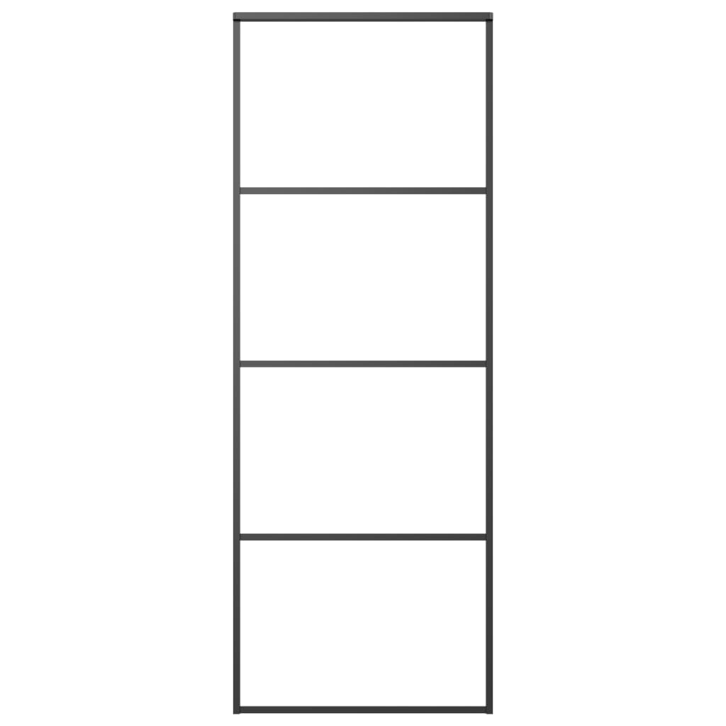 Schuifdeur 76x205 cm mat ESG-glas en aluminium zwart 76 x 205 cm Mat