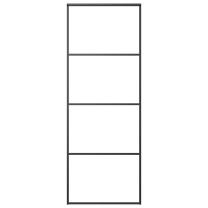 Schuifdeur 76x205 cm mat ESG-glas en aluminium zwart 76 x 205 cm Mat