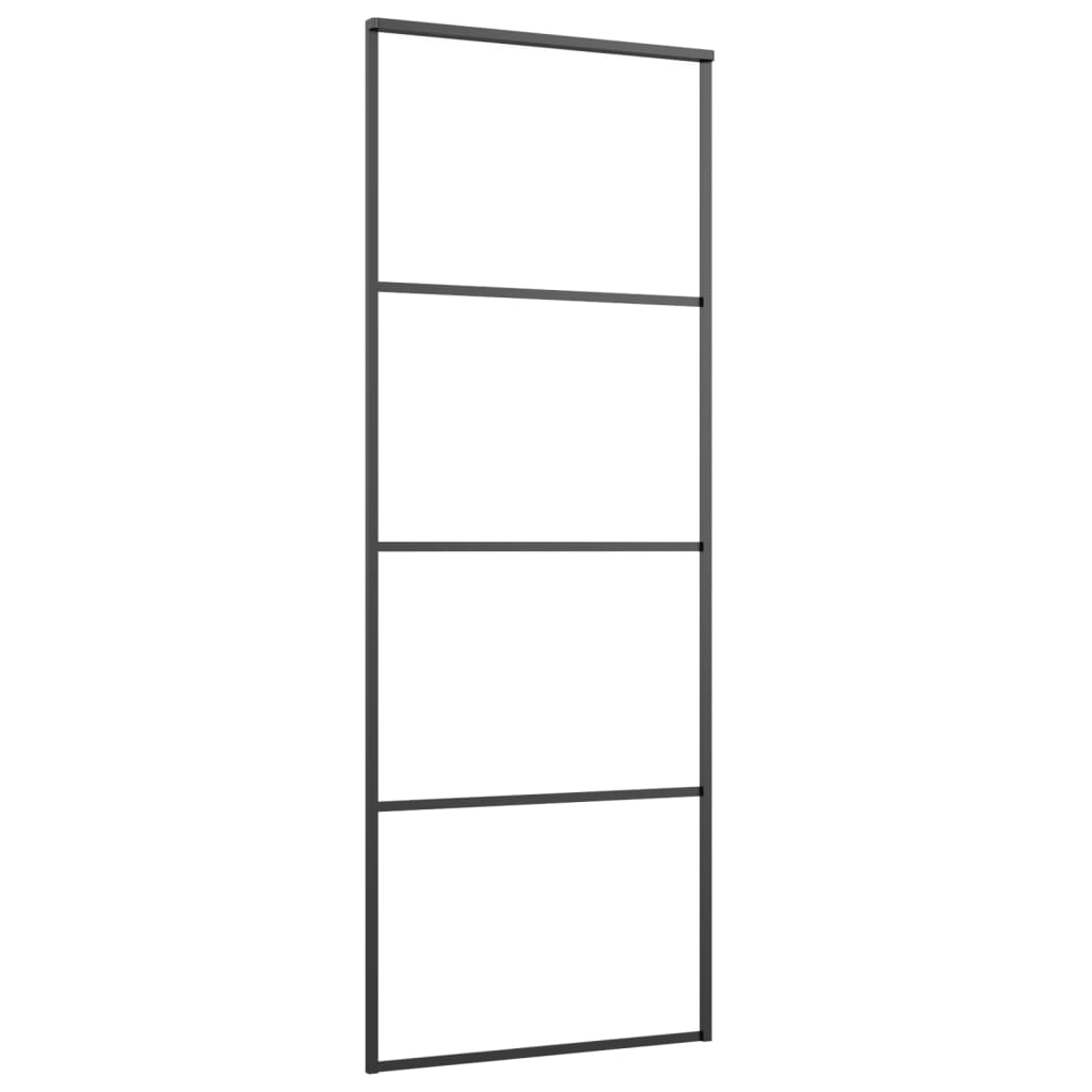 Schuifdeur 76x205 cm mat ESG-glas en aluminium zwart 76 x 205 cm Mat