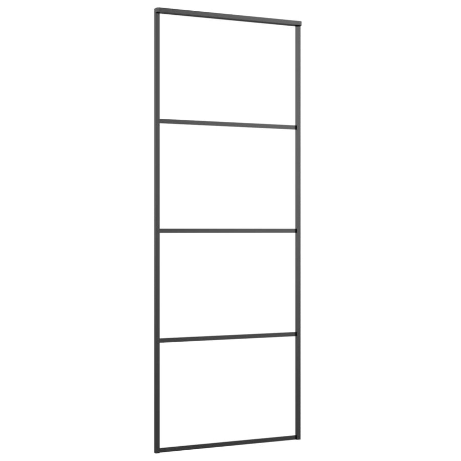 Schuifdeur 76x205 cm mat ESG-glas en aluminium zwart 76 x 205 cm Mat