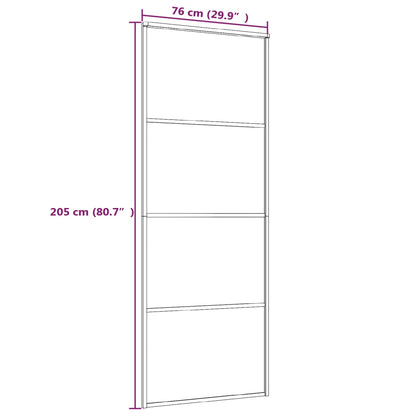 Schuifdeur 76x205 cm mat ESG-glas en aluminium zwart 76 x 205 cm Mat