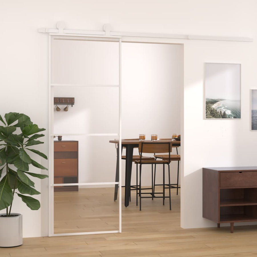Schuifdeur 76x205 cm ESG-glas en aluminium wit 1 76 x 205 cm Wit