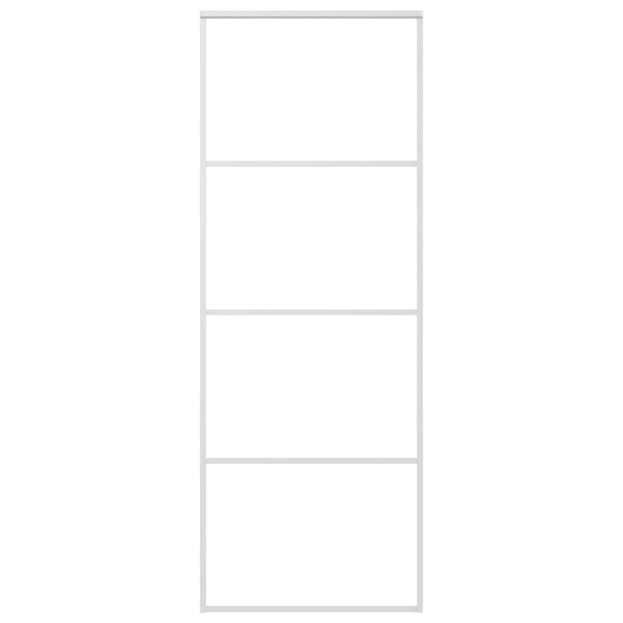 Schuifdeur 76x205 cm mat ESG-glas en aluminium wit 76 x 205 cm Mat