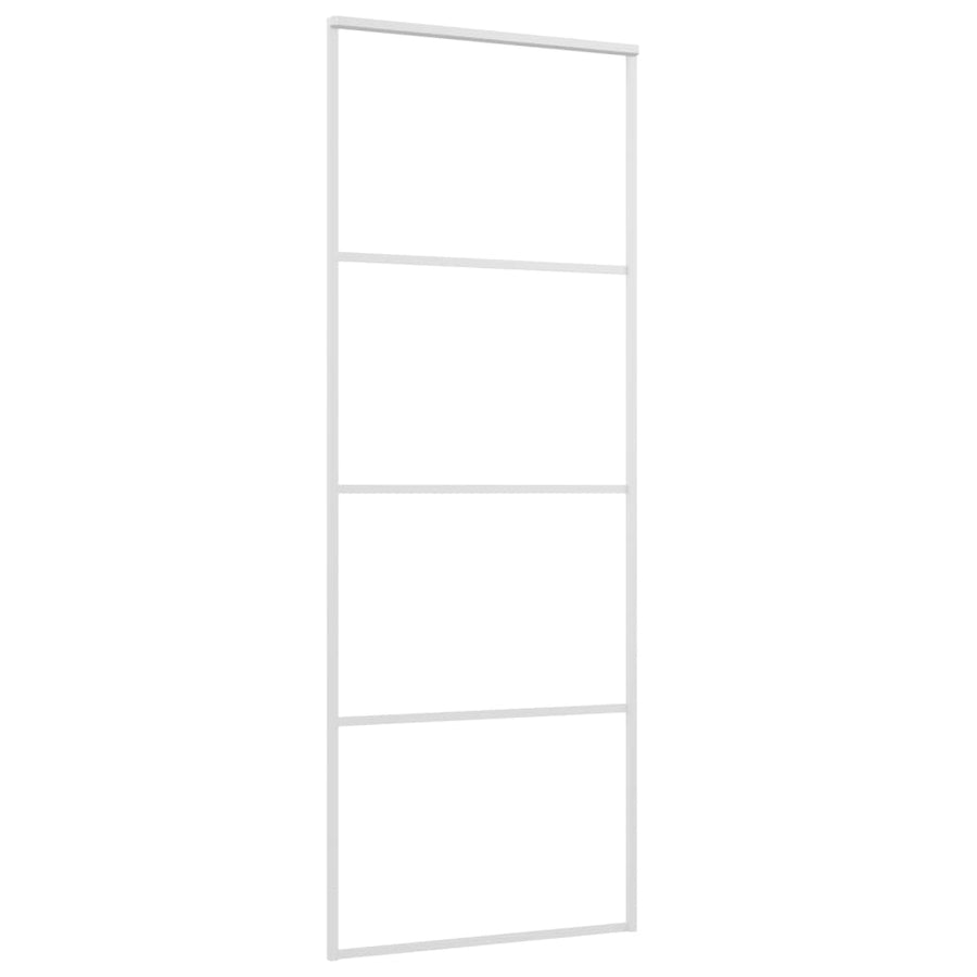 Schuifdeur 76x205 cm mat ESG-glas en aluminium wit 76 x 205 cm Mat