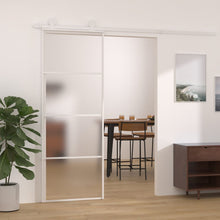 Schuifdeur 76x205 cm mat ESG-glas en aluminium wit 76 x 205 cm Mat