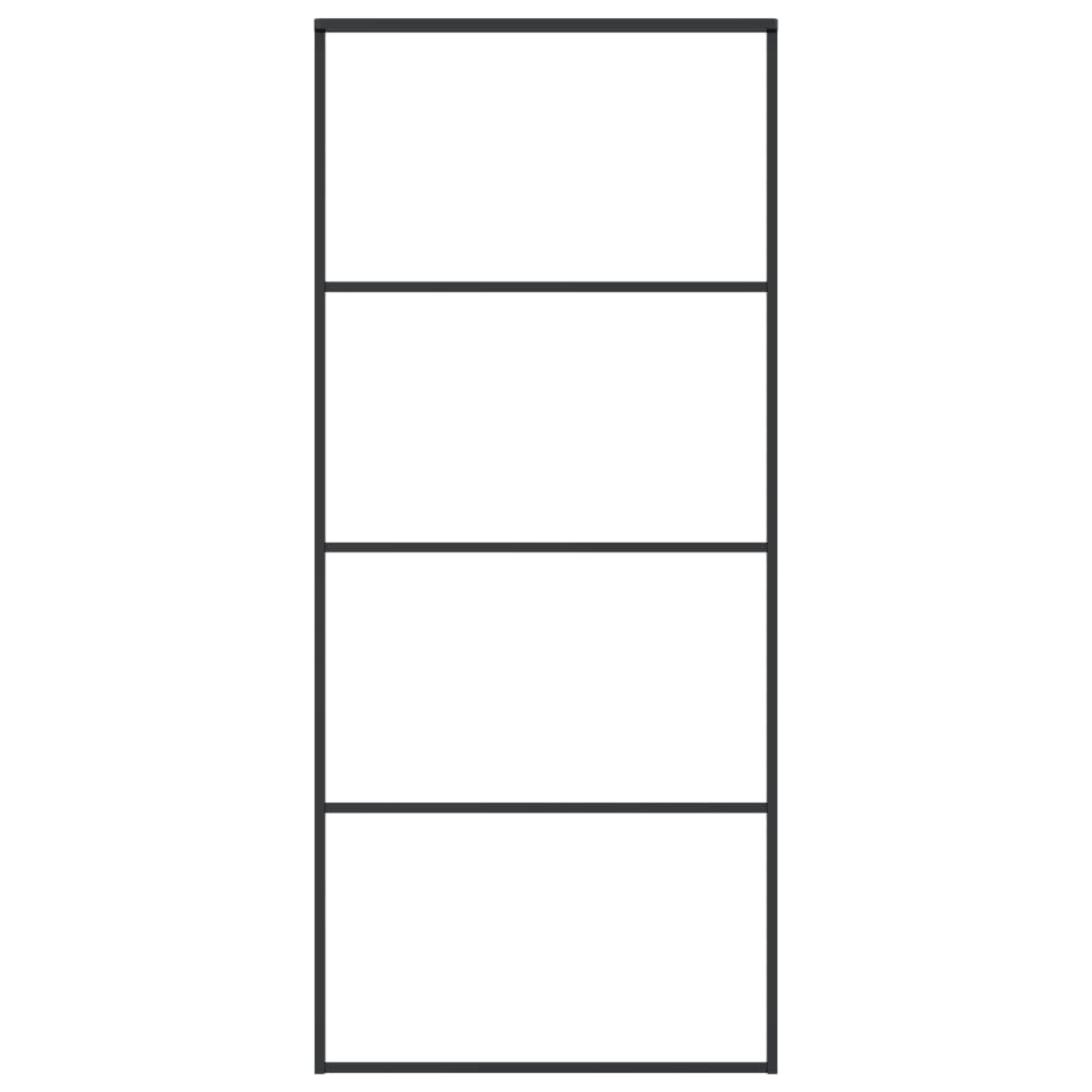 Schuifdeur 90x205 cm mat ESG-glas en aluminium zwart 90 x 205 cm Mat