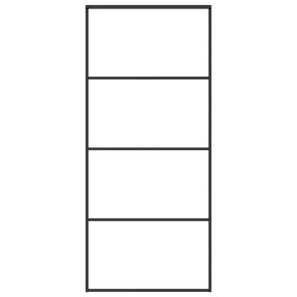 Schuifdeur 90x205 cm mat ESG-glas en aluminium zwart 90 x 205 cm Mat
