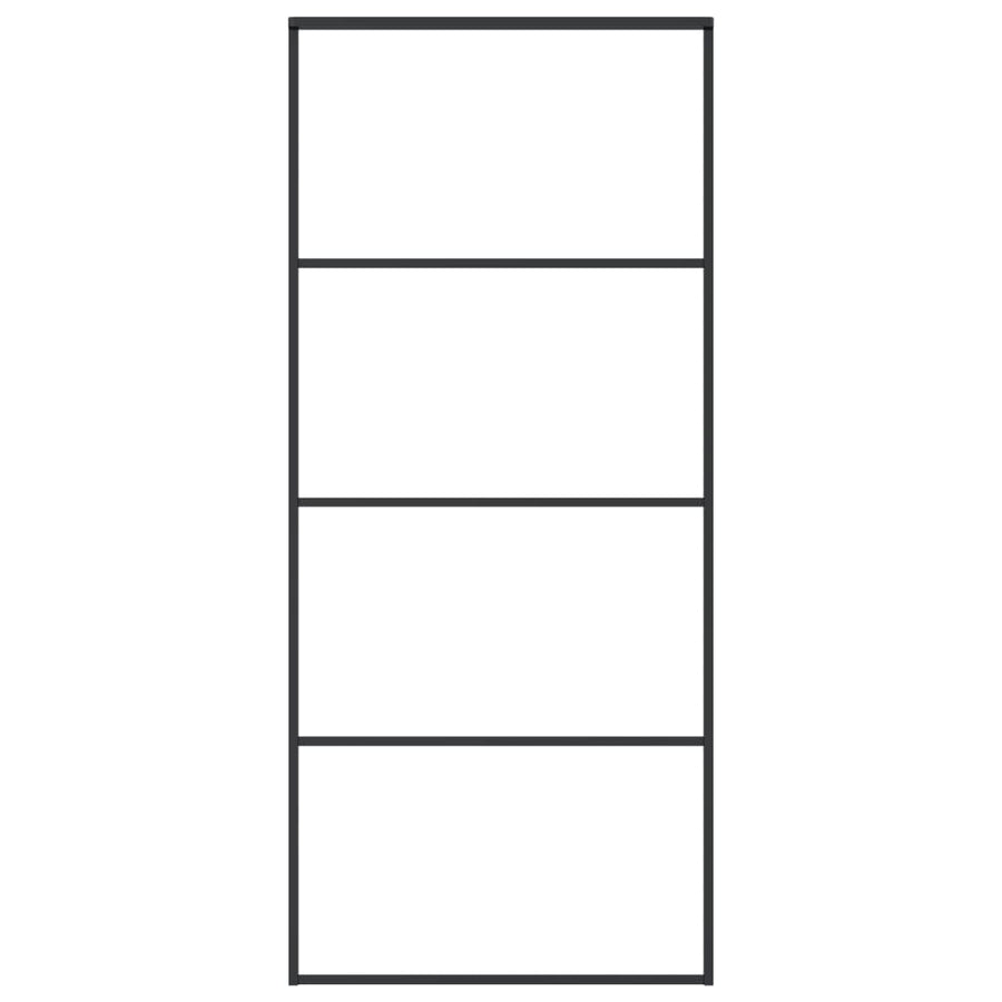 Schuifdeur 90x205 cm mat ESG-glas en aluminium zwart 90 x 205 cm Mat