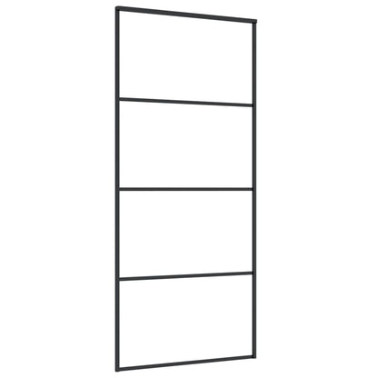 Schuifdeur 90x205 cm mat ESG-glas en aluminium zwart 90 x 205 cm Mat