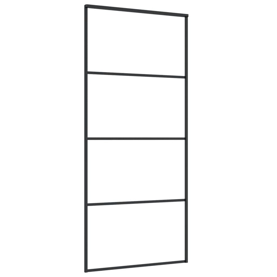Schuifdeur 90x205 cm mat ESG-glas en aluminium zwart 90 x 205 cm Mat