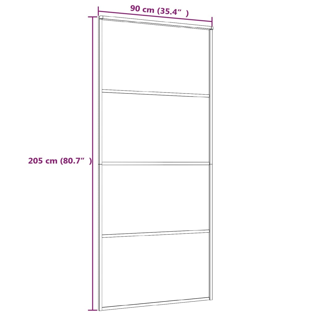 Schuifdeur 90x205 cm mat ESG-glas en aluminium zwart 90 x 205 cm Mat
