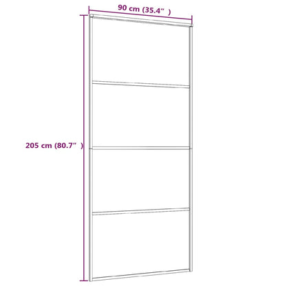Schuifdeur 90x205 cm mat ESG-glas en aluminium zwart 90 x 205 cm Mat
