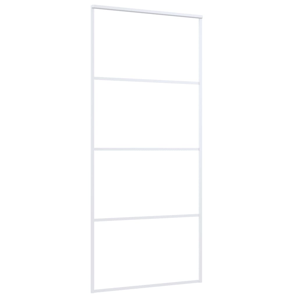 Schuifdeur 90x205 cm ESG-glas en aluminium wit 90 x 205 cm Doorzichtig