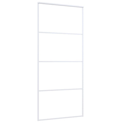 Schuifdeur 90x205 cm ESG-glas en aluminium wit 90 x 205 cm Doorzichtig