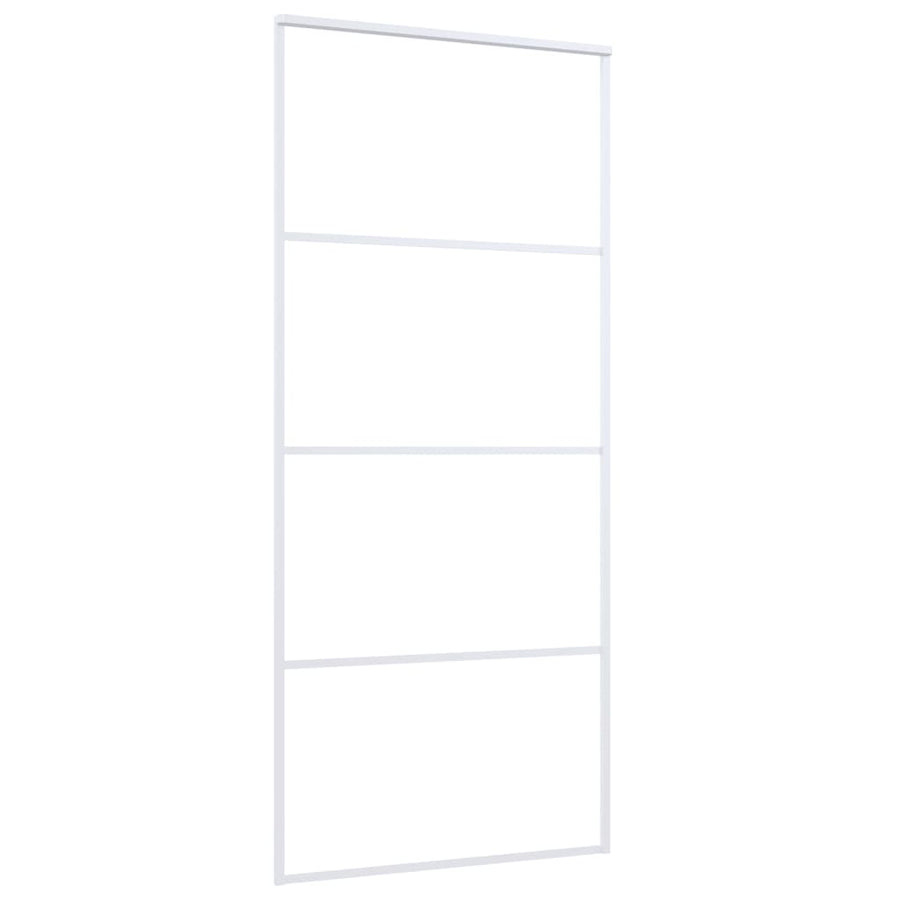 Schuifdeur 90x205 cm ESG-glas en aluminium wit 90 x 205 cm Doorzichtig