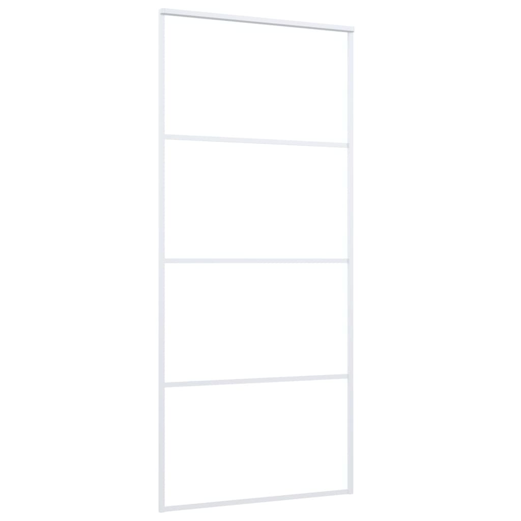Schuifdeur 90x205 cm mat ESG-glas en aluminium wit 90 x 205 cm Mat