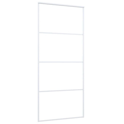 Schuifdeur 90x205 cm mat ESG-glas en aluminium wit 90 x 205 cm Mat