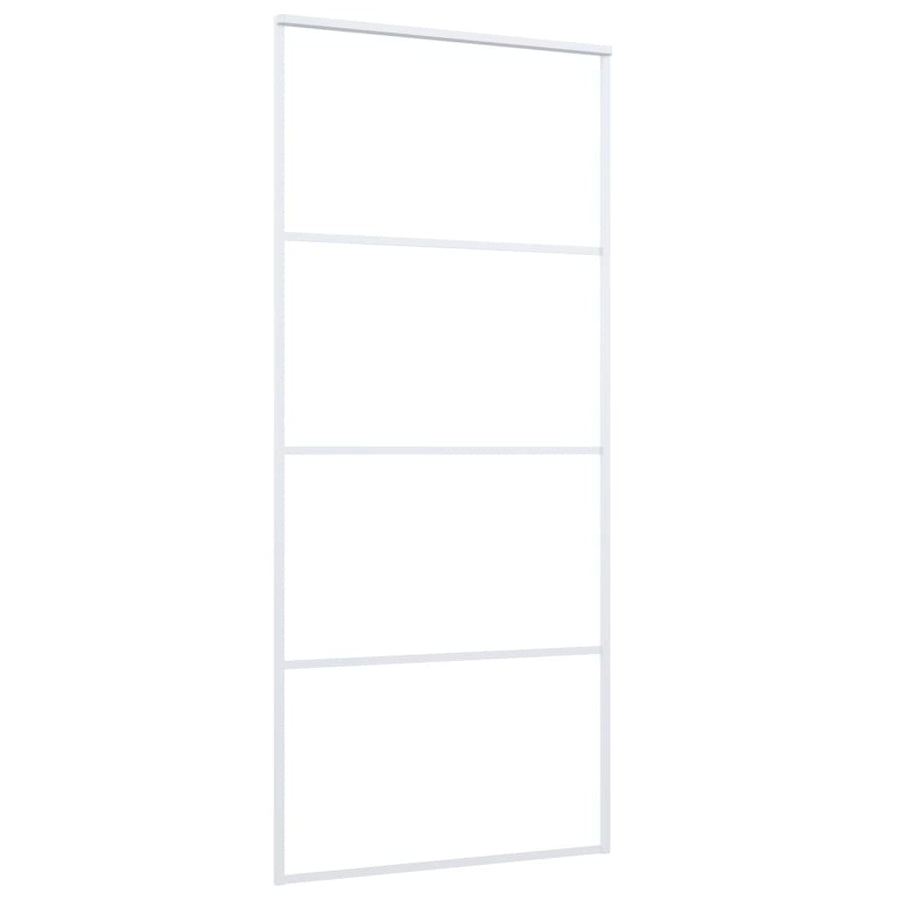 Schuifdeur 90x205 cm mat ESG-glas en aluminium wit 90 x 205 cm Mat