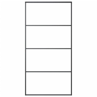 Schuifdeur 102,5x205 cm mat ESG-glas en aluminium zwart 102.5 x 205 cm Mat