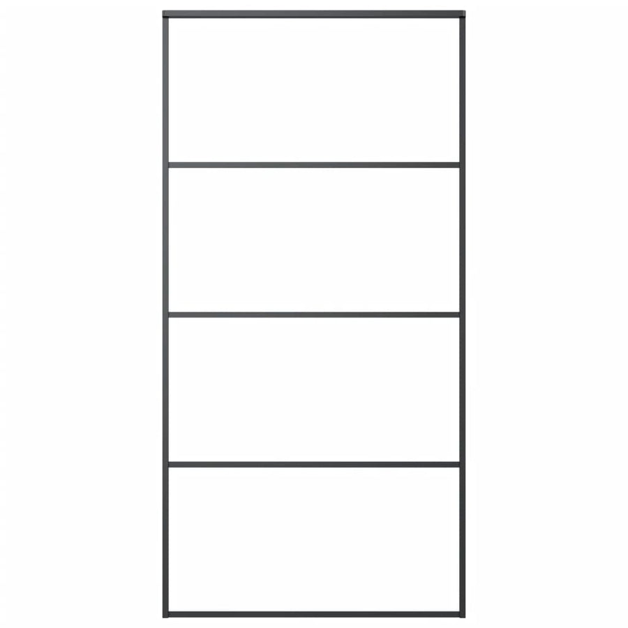 Schuifdeur 102,5x205 cm mat ESG-glas en aluminium zwart 102.5 x 205 cm Mat