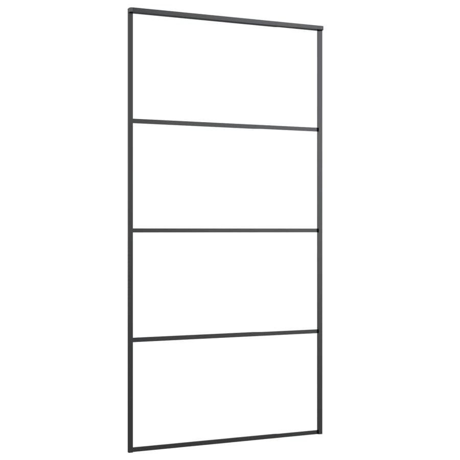 Schuifdeur 102,5x205 cm mat ESG-glas en aluminium zwart 102.5 x 205 cm Mat