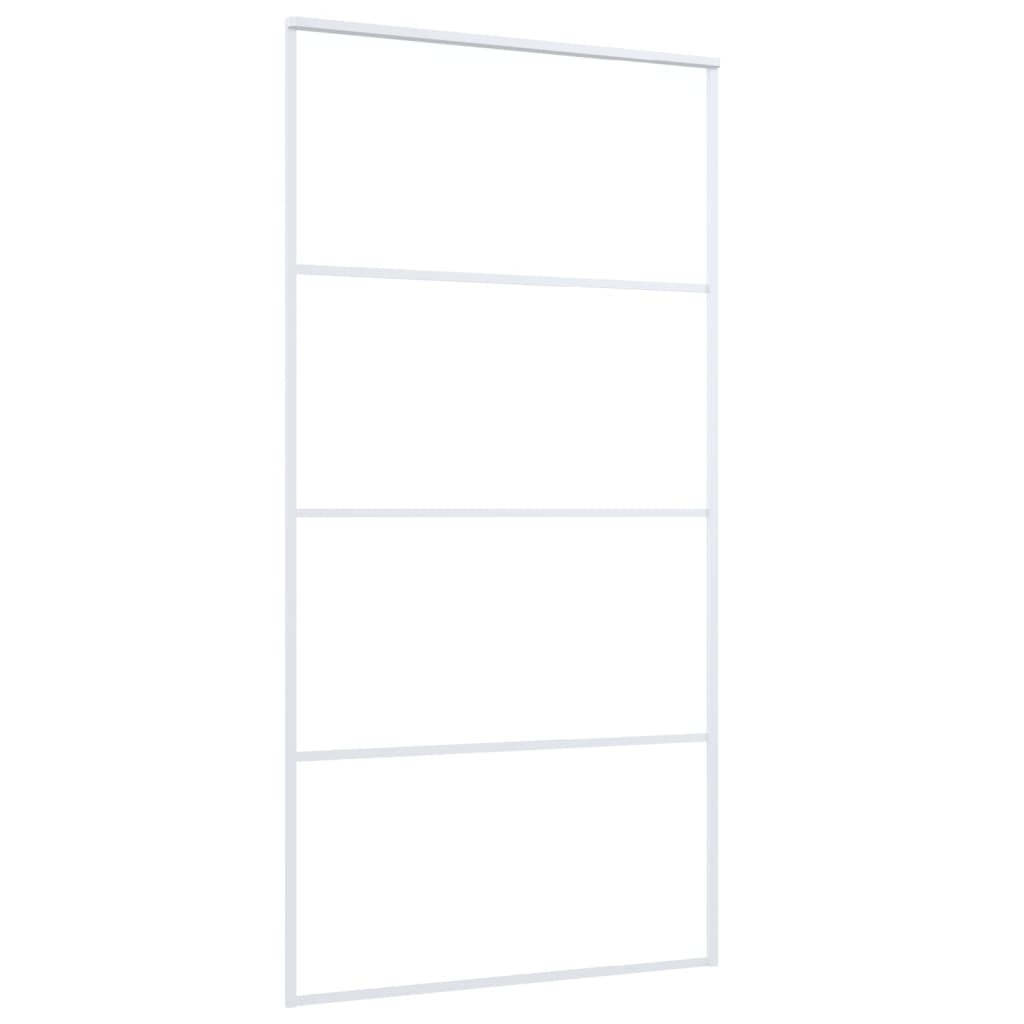 Schuifdeur 102,5x205 cm ESG-glas en aluminium wit 102.5 x 205 cm Wit