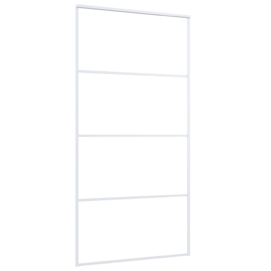 Schuifdeur 102,5x205 cm ESG-glas en aluminium wit 102.5 x 205 cm Wit