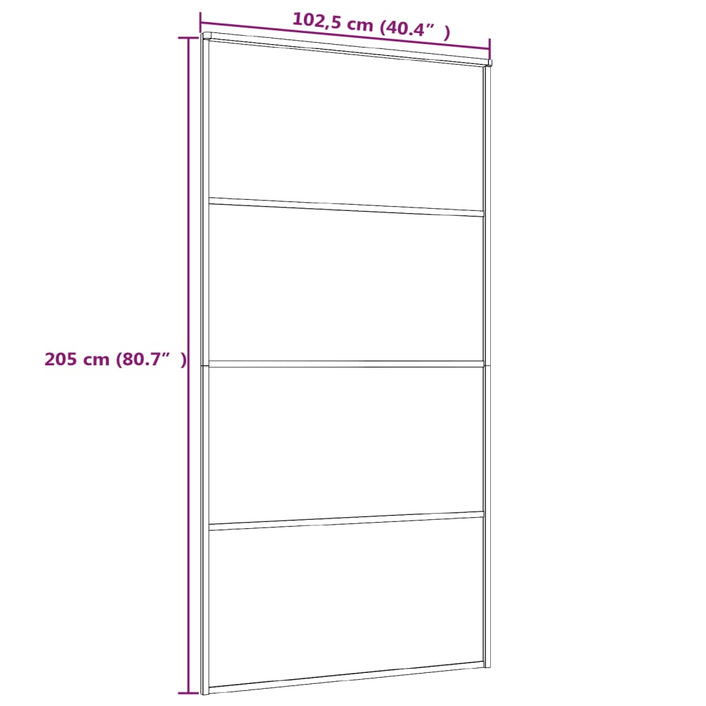 Schuifdeur 102,5x205 cm ESG-glas en aluminium wit 102.5 x 205 cm Wit