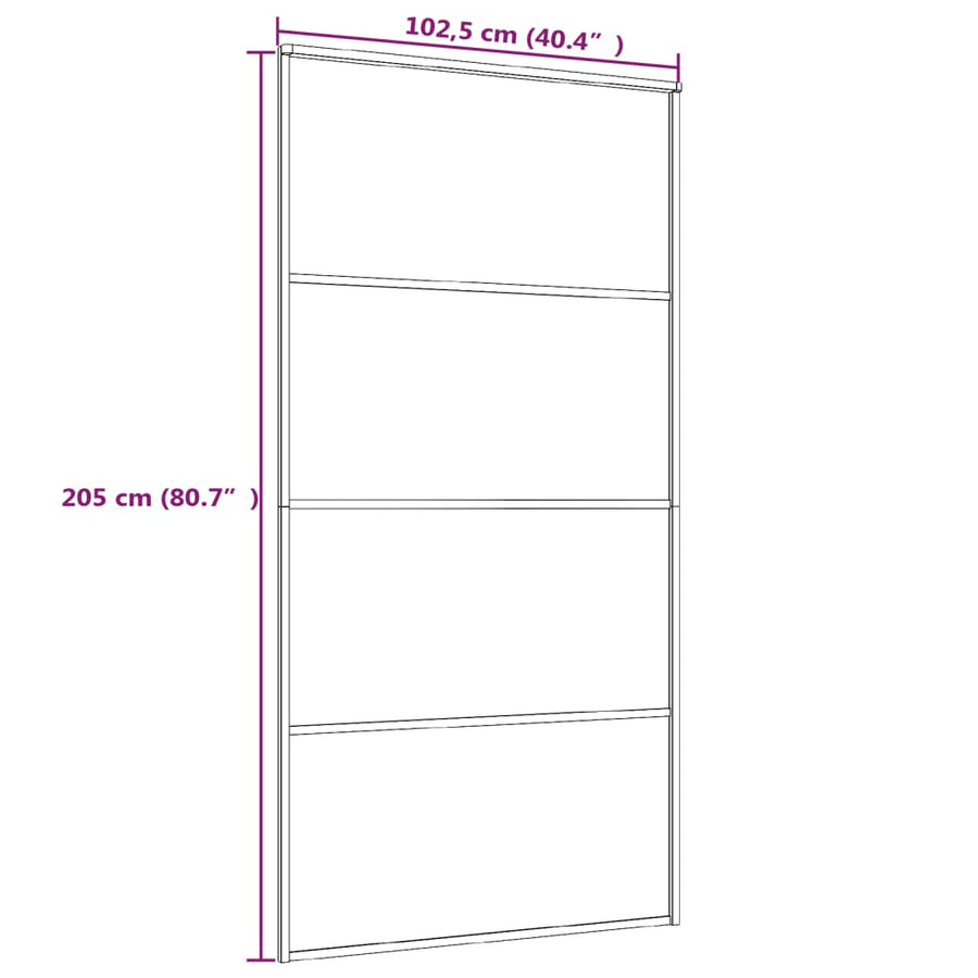Schuifdeur 102,5x205 cm ESG-glas en aluminium wit 102.5 x 205 cm Wit
