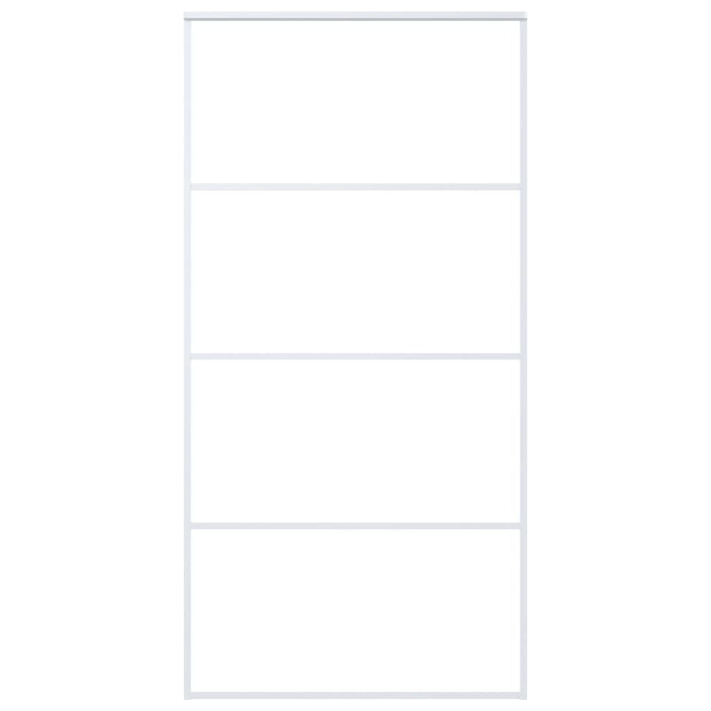 Schuifdeur 102,5x205 cm mat ESG-glas en aluminium wit 102.5 x 205 cm Mat
