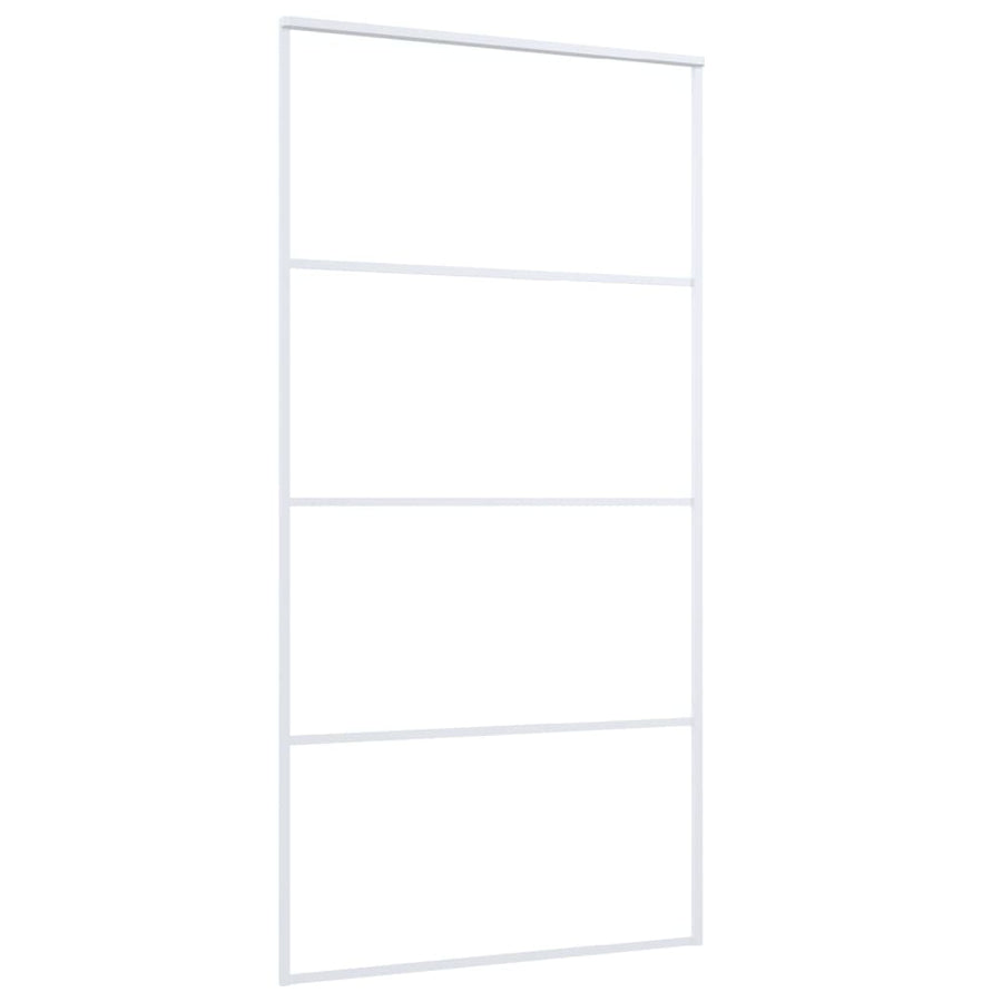 Schuifdeur 102,5x205 cm mat ESG-glas en aluminium wit 102.5 x 205 cm Mat