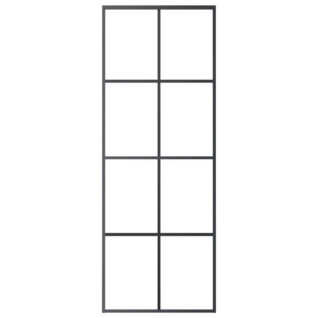 Schuifdeur 76x205 cm ESG-glas en aluminium zwart 1 76 x 205 cm Zwart